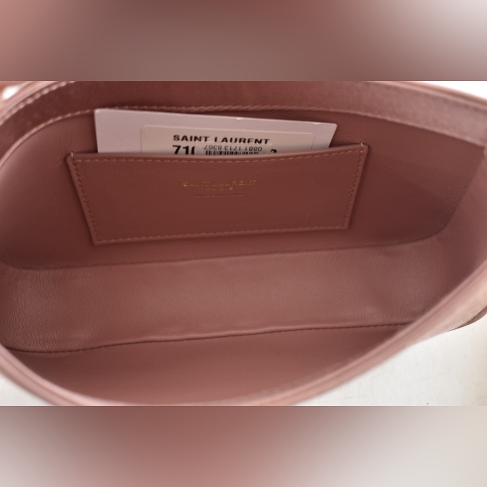 Saint Laurent Mini Le 5 A 7 Hobo Dragee Pink Satin Gold YSL Logo Top Handle Bag - Picture 15 of 16